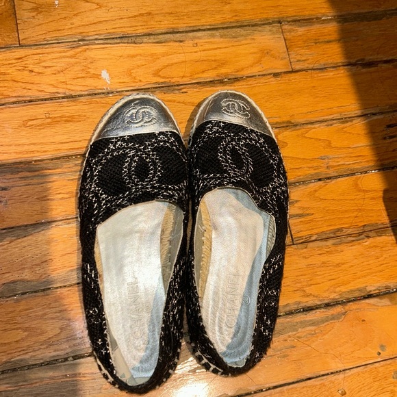 🔥 Chanel Espadrilles Lambskin Women’s Slip On 37 authentic CHANEL Tweed - Picture 2 of 12